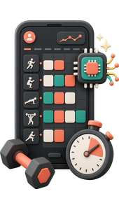 Generated 3D illustration for AI workout plans.