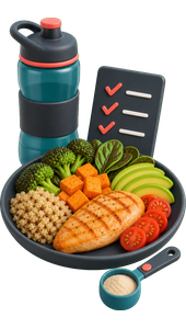 Generated 3D illustration for nutrition habits.