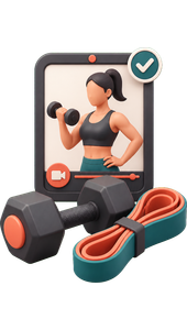 Generated 3D illustration for virtual strength coaching.