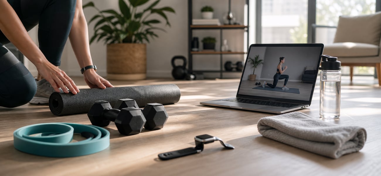 Generated home workout video cover background.